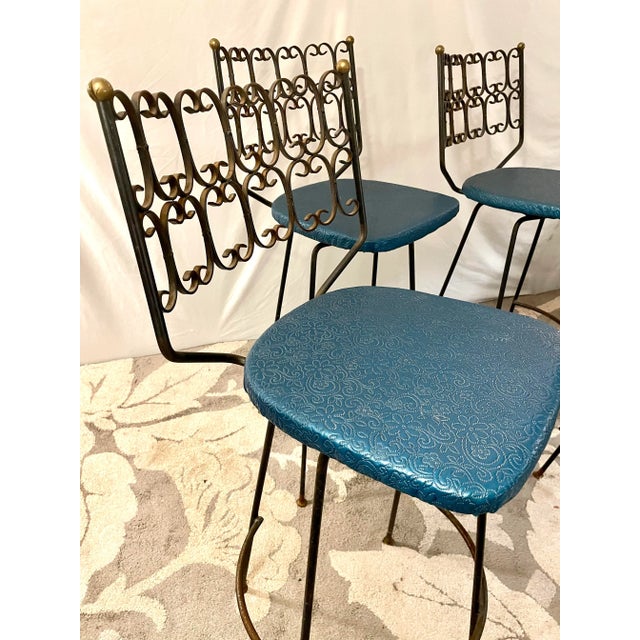 Mid 20th Century Vintage Wrought Iron Outdoor Patio Chairs For Sale - Image 5 of 12