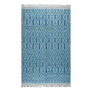 8x10 Stylish Marrakech Blue Tribal Geometric Modern HandKnotted Wool Carpet Rug For Sale