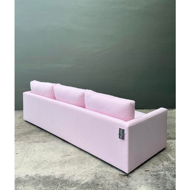 Contemporary Vintage Cr Laine Three Seat Sofa in Romo “Linara Rosewater” With Samuel and Sons Trim For Sale - Image 3 of 12