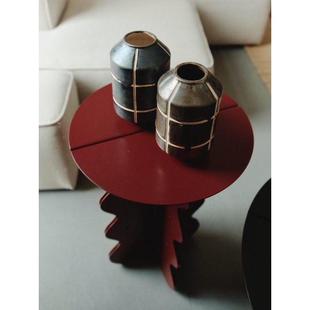 Metal Round Wave Modern Metal Side Table For Sale - Image 7 of 12