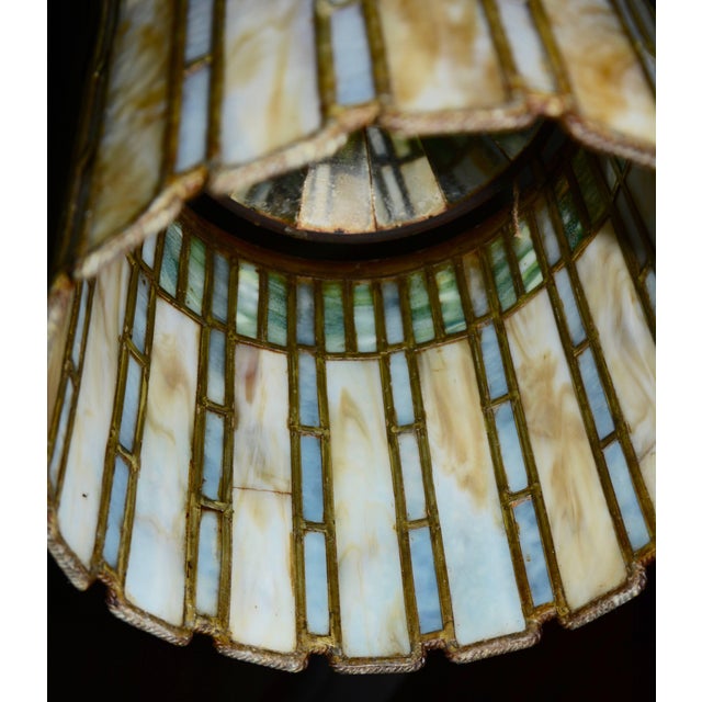 I. P. Frink Stained Glass Hanging Light Fixtures For Sale - Image 4 of 13