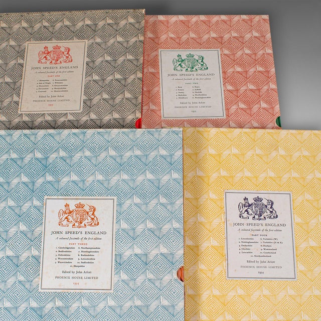 This is a vintage 4 volume compendium atlas of England by John Speed. An English, cartography folio, reproduced and...