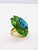 Bochic “Orient” Vintage Emeralds, Blue Topaz & Diamonds Ring Set In 18K Gold & Silver Natural Emerlads 9.00 Carat Natural...