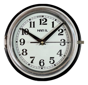 Vintage Black Hanil Ship Wall Clock, 1980s