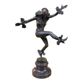 A. Titze (German, 19th-20th Century), Dancing Columbine, Bronze, 20th Century For Sale