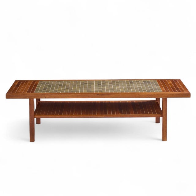 Wood Jane and Gordon Martz for Marshall Studios Walnut and Tile Coffee Table For Sale - Image 7 of 9