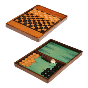 19th Century French Walnut and Inlaid Backgammon & Checkers Game Box