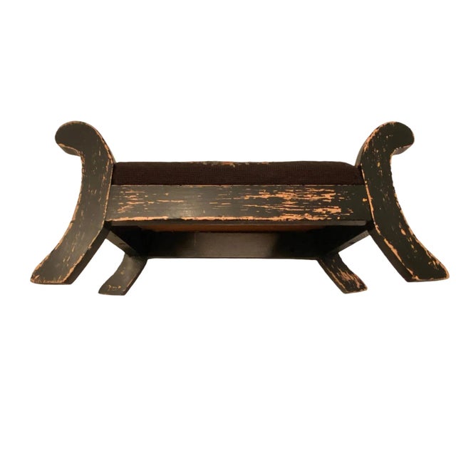 Vintage French Country Two Handle Floral Needlepoint Cricket Foot Stool For Sale - Image 10 of 13