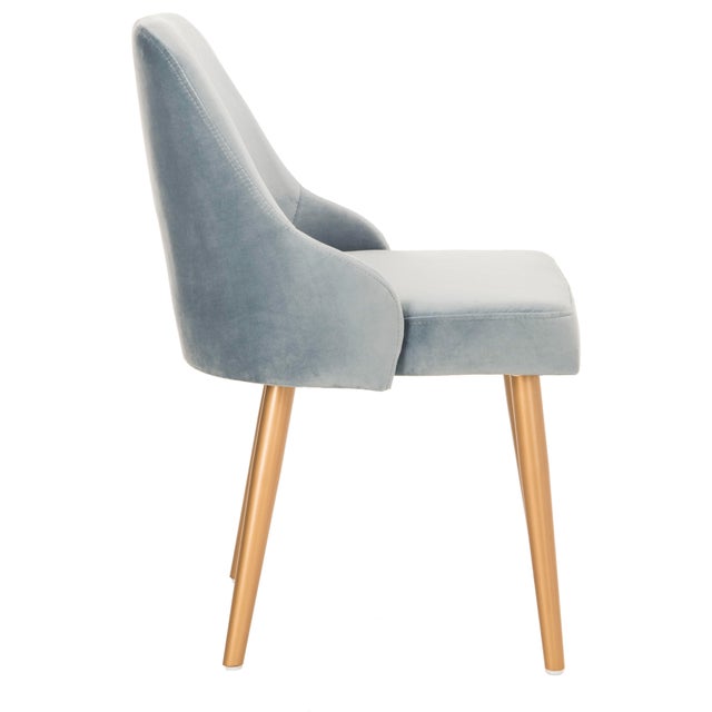 2020s Upholstered Dining Chair in Slate Blue & Gold - a Pair For Sale - Image 5 of 10