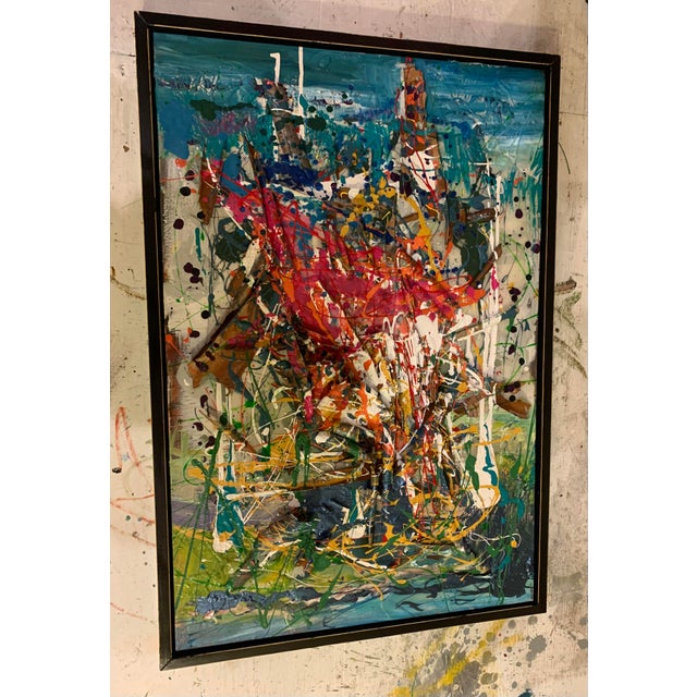 Blue Abstract Expressionism, Large, Mixed Media, Oil Painting, Art, by Van Ness For Sale - Image 8 of 8