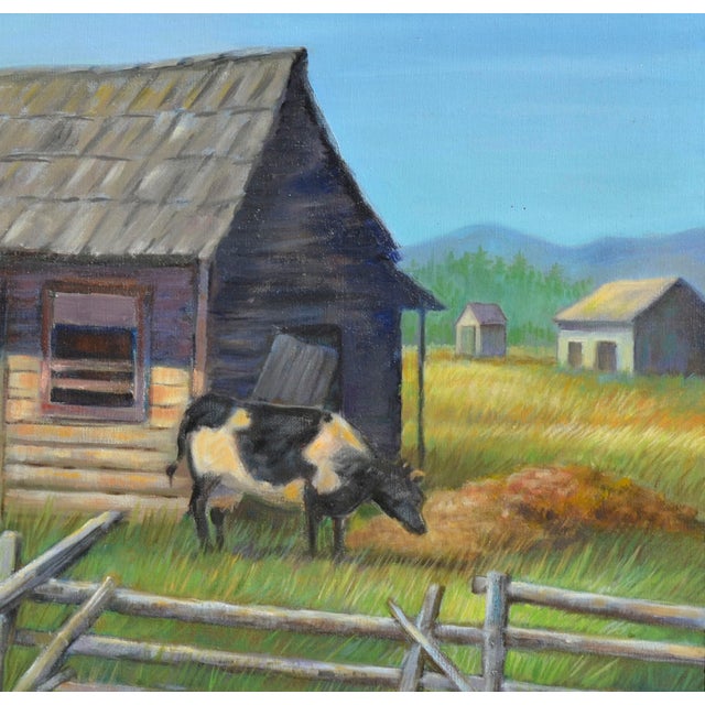 The Old Farm - Landscape With Cow by Ralph Edward Joosten For Sale - Image 4 of 6