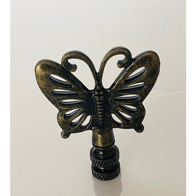 Shabby Chic Vintage Bronze Butterfly Lamp Finial For Sale - Image 3 of 3