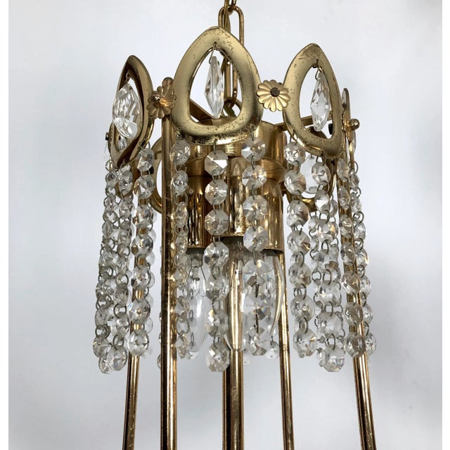 Metal Gilt and Crystal Chandeliers from Sciolari, 1970s, Set of 2 For Sale - Image 7 of 15