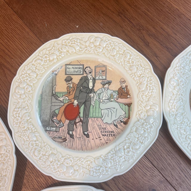 Crown Ducal 1930s Crown Ducal Pub Scene Luncheon Plates-Set of 6 For Sale - Image 4 of 8