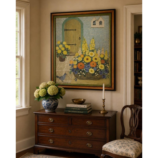 1970s Framed Lydia Kemeny Floral Print "In a Courtyard For Sale - Image 4 of 12