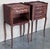 20th Century Pair of Marquetry Darkness Walnut Nightstands Tables With Drawers For Sale - Image 4 of 9