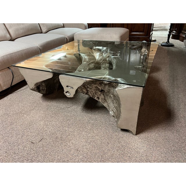 Sequoia Coffee Table Silver Leaf Table For Sale - Image 4 of 11