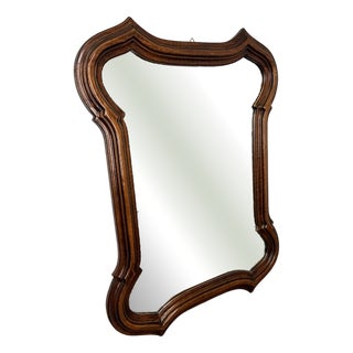 Vintage French Wall Mirror in Oak For Sale