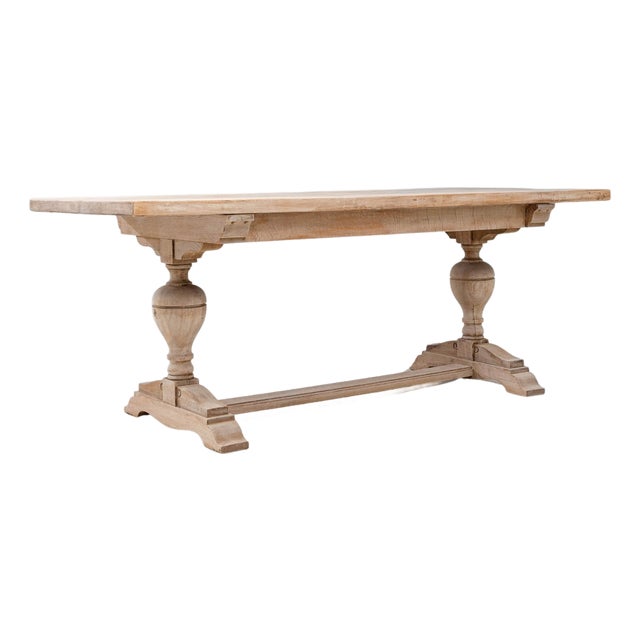 20th Century French Double Pedestal Oak Dining Table For Sale