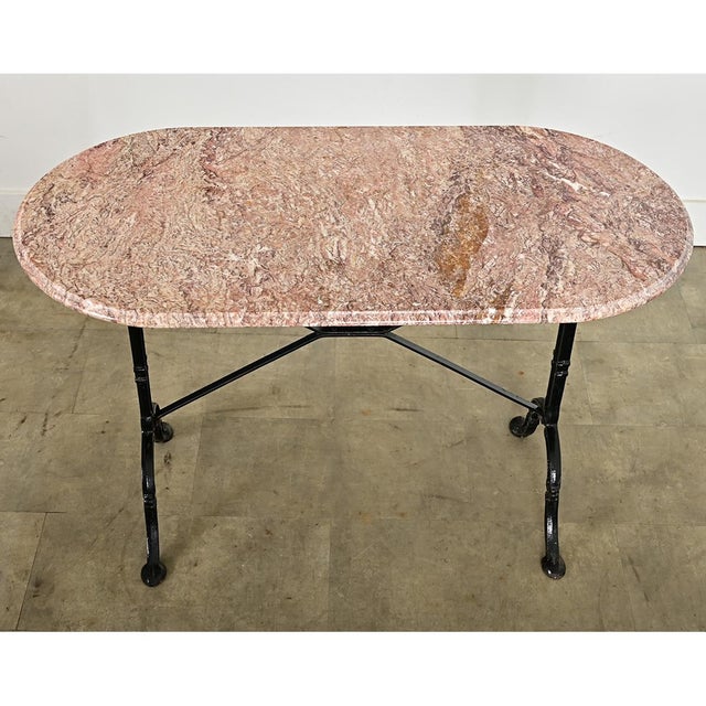 Brown French 19th Century Bistro Table with Oblong Marble Top For Sale - Image 8 of 14