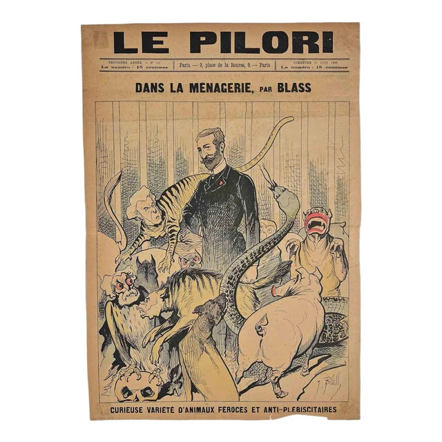Le Pilori, Dans La Menagerie, Original Lithograph, 1888 For Sale