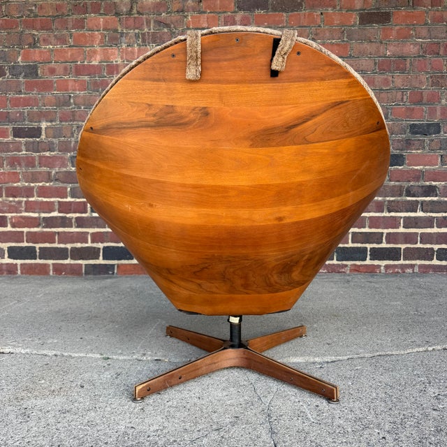 Large George Mulhauser Plycraft Mid-Century Modern Walnut "Cone" Swivel Lounge Chair For Sale In Cleveland - Image 6 of 12