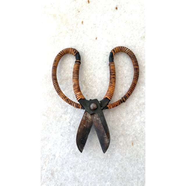 Antique Japanese Bonsai Pruning Shears. with rattan- or wicker-wrapped loop handles.