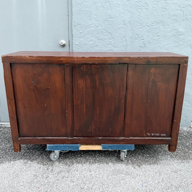 Chinese Red Hand Painted Credenza/Wedding Cabinet For Sale - Image 11 of 11