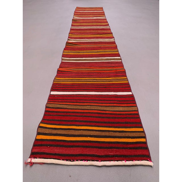 Textile Turkish Narrow Kilim Runner Rug For Sale - Image 7 of 7