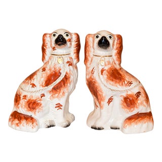 Pair of 19th C Staffordshire Spaniels For Sale