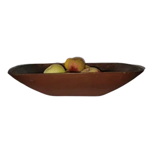 19th Century Original Red Painted New England Trencher With Stone Apples