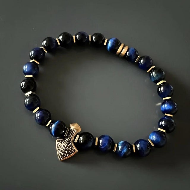 Blue Tiger's Eye Stone Arrow Charm Beaded Bracelet For Sale - Image 4 of 7