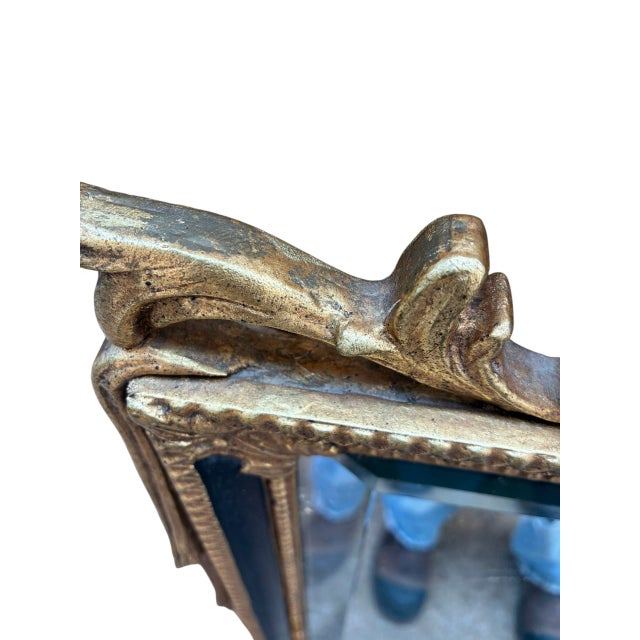 Glass Vintage Decorative Arts Mirror Gold Gilt French Louis XIV Style For Sale - Image 7 of 13