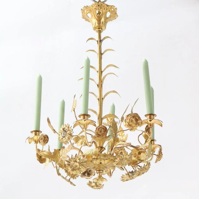 Art Nouveau Chandelier in Gilt Brass, 1900s For Sale - Image 4 of 8