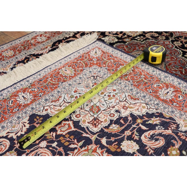 Late 20th Century Vintage Persian Kashan Silk Rug - 04'01 X 06'01 For Sale - Image 5 of 10