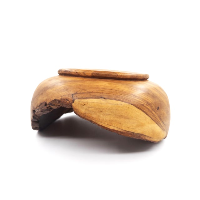 Contemporary Hand-Carved Peruvian 10.75" Olive Wood With Stunning Live Edges For Sale - Image 3 of 10