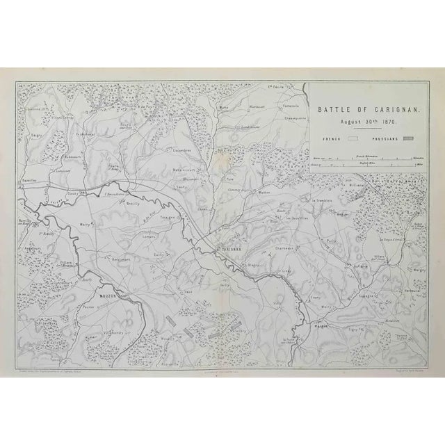 Battle of Carignan is an artwork realized by R. Walker. Lithograph, printed in 1872 by Milliam Mackenzie, London. Good...