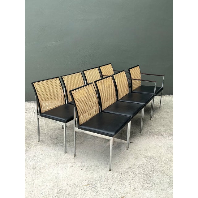 Mid-Century Modern Vintage Paul McCobb for Lane Chrome and Cane Dining Chairs - Set of 8 For Sale - Image 3 of 12