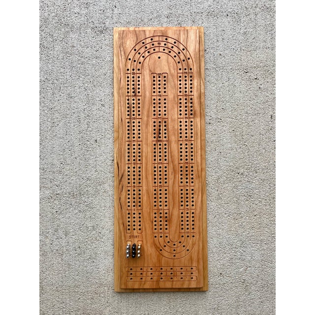 2020s Cherry Cribbage Board on Underside of Custom Engraved Box Lid, Handmade in the Usa For Sale - Image 5 of 9