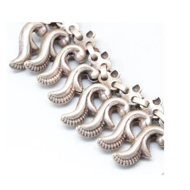 Art Deco Vintage Artisan Sterling Silver Dangle Collar Necklace For Sale - Image 3 of 5