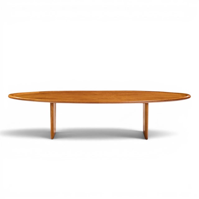 Wood t.h. Robsjohn Gibbings for Widdicomb Model 3304 Mid Century Mahogany Surfboard Coffee Table For Sale - Image 7 of 9