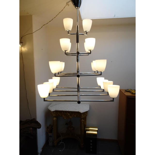 Large Vintage 006/20 Chrome and Glass Chandelier by Pietro Chiesa for Fontana Arte, 1990s For Sale - Image 12 of 17