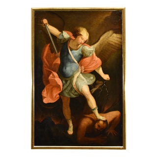 Follower of Guido Reni, Archangel Michael Reni, 1700, Oil on Canvas For Sale