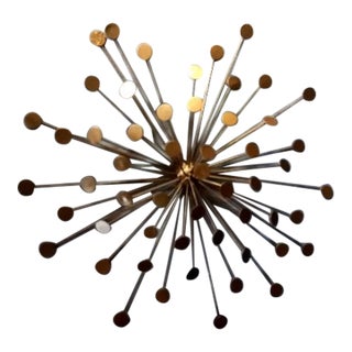 Vintage Sunburst Gold Tone Metal Wall Art For Sale