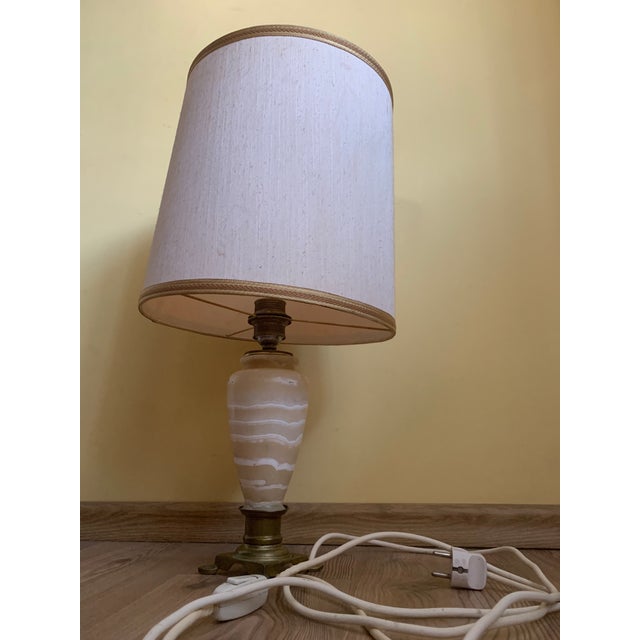 Neoclassical Brass and Stone Table Lamp, 1950s For Sale - Image 17 of 18
