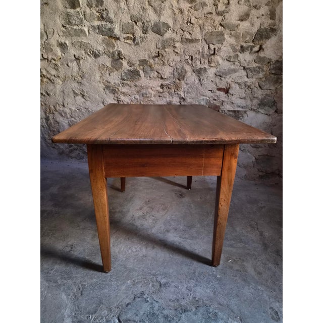 Antique French Walnut Farmhouse Dining Table with Drawer, 1900s For Sale - Image 15 of 18