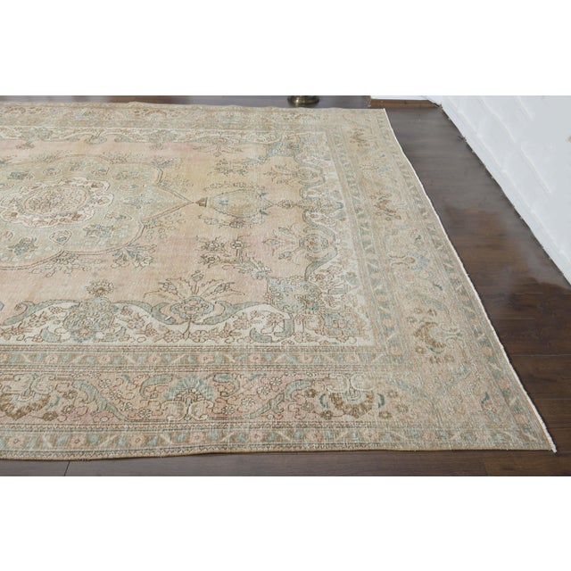 1970s Vintage Persian Handmade Wool Cotton Orange Area Rug For Sale - Image 9 of 11