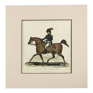 1817 Crown Prince of Sweden Equestrian Soldier on Bay Horse Etching For Sale