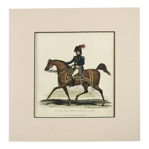 1817 Crown Prince of Sweden Equestrian Soldier on Bay Horse Etching