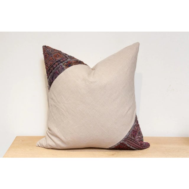 Arcej Antique Tapestry Linen Pillow For Sale - Image 4 of 7